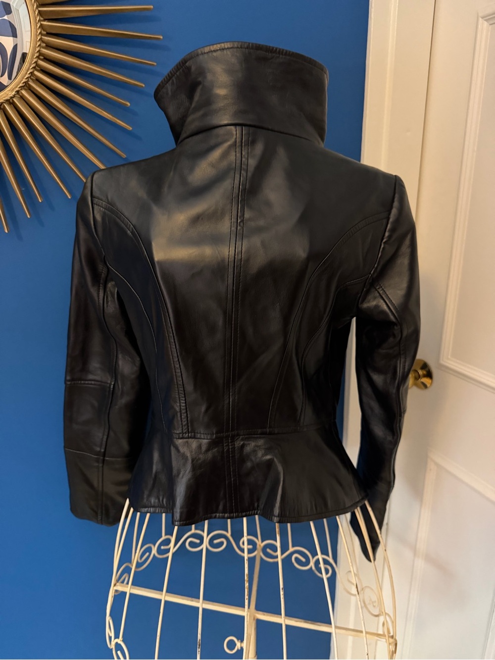 G.I.L.I. Black Asymmetrical Peplum Leather Moto Jacket - Picture 5 of 5